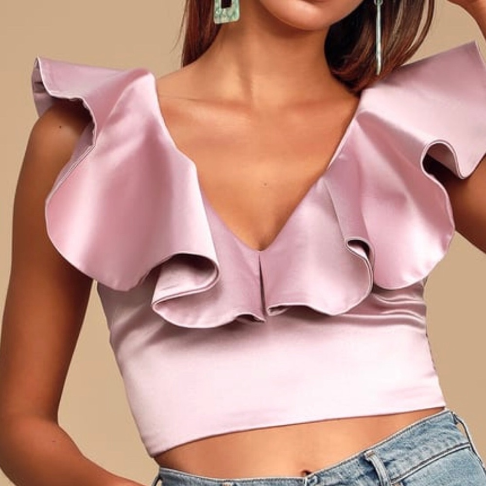 Lulu's Pink Ruffle Crop Top